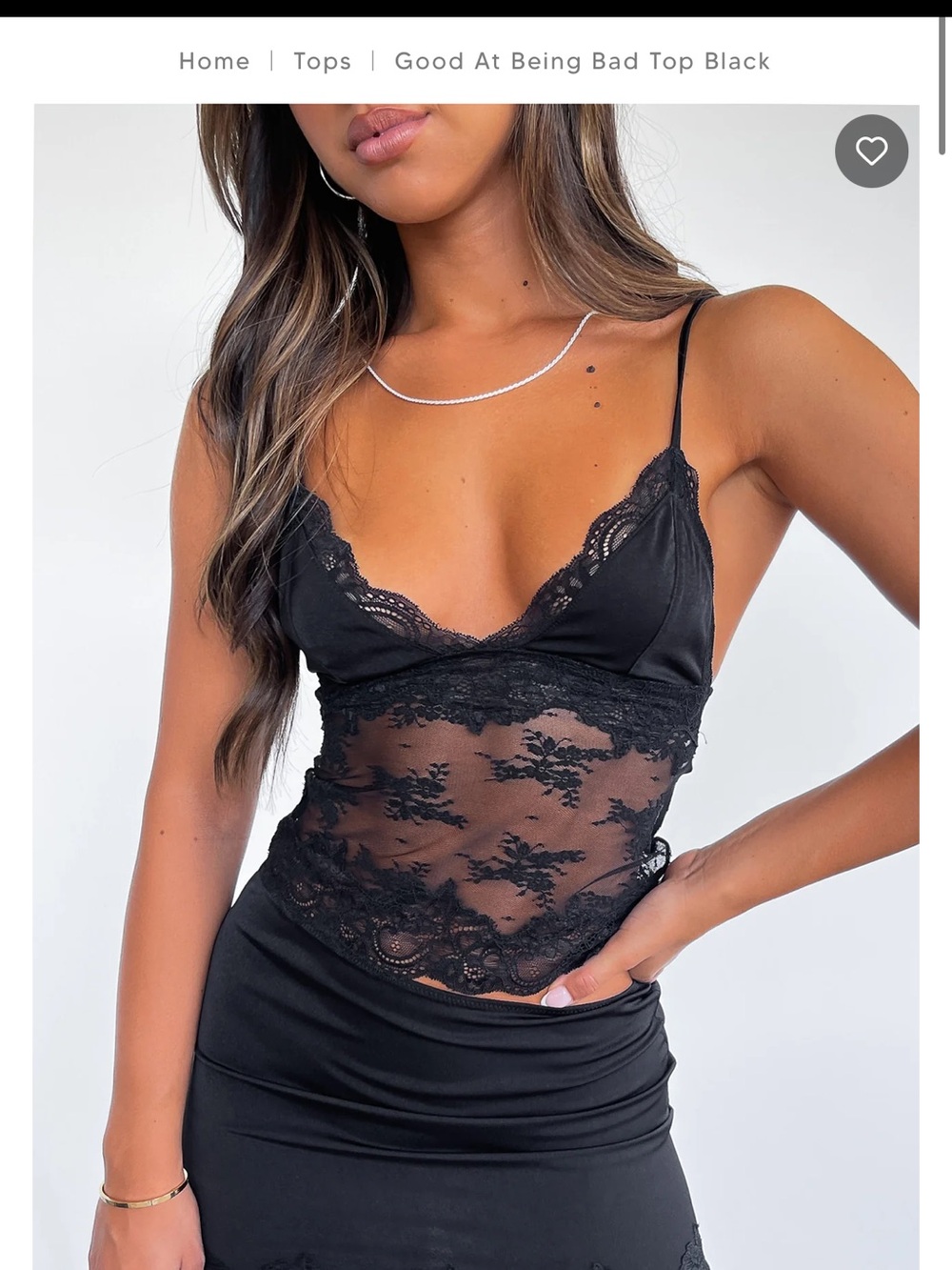 White Fox Boutique Black Lace Sheer Cami Top